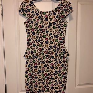 Dalmatian-like print, peplum Betsey J dress